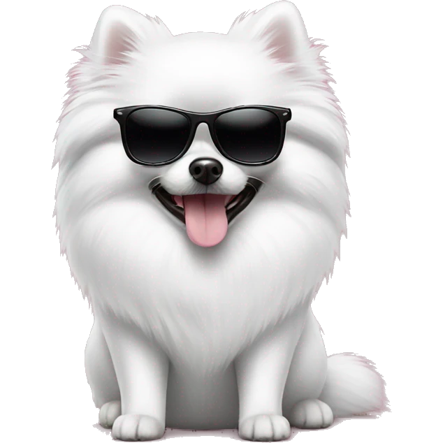 White Pomeranian with sunglasses emoji