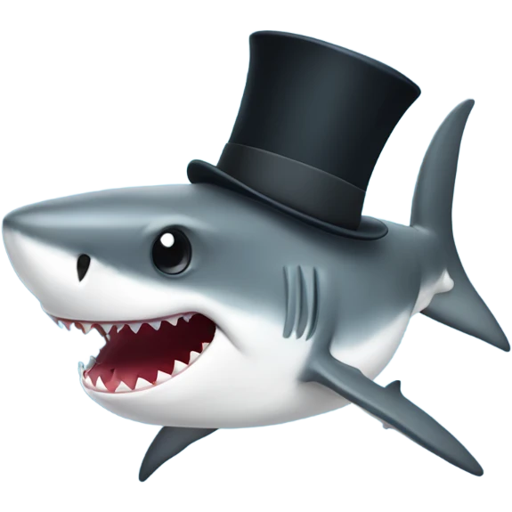 Shark with a top hat emoji