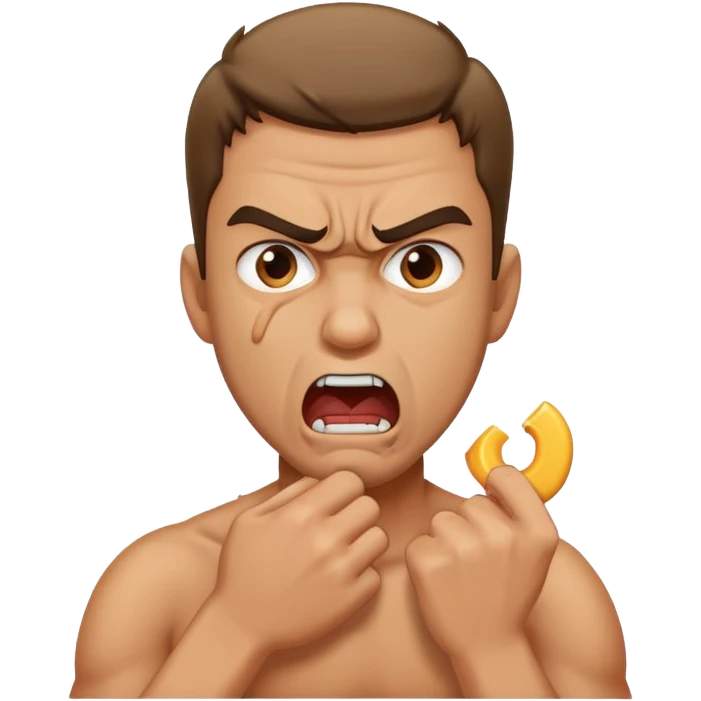 Guy choking himself looking mad emoji