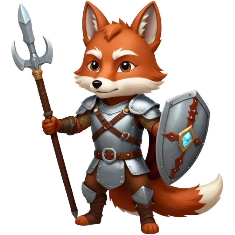 valorous Viking fox in Valhalla, detailed armor, heroic pose, glowing sky emoji