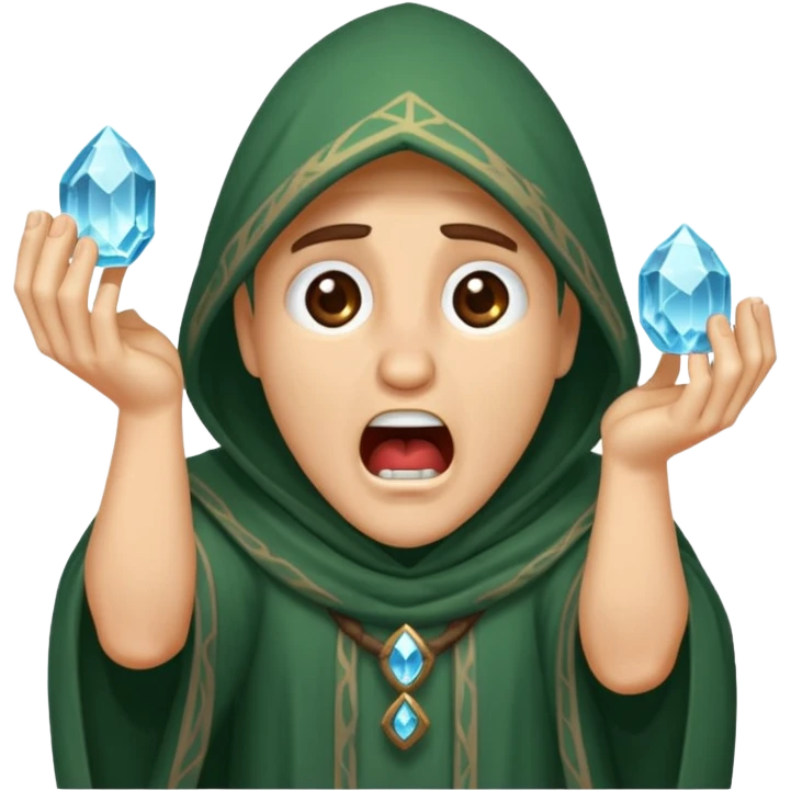 druid character gasping holding cracked crystal emoji