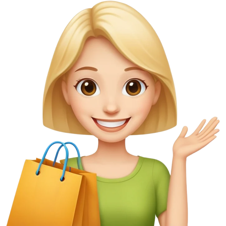 happy customer with shopping bag emoji