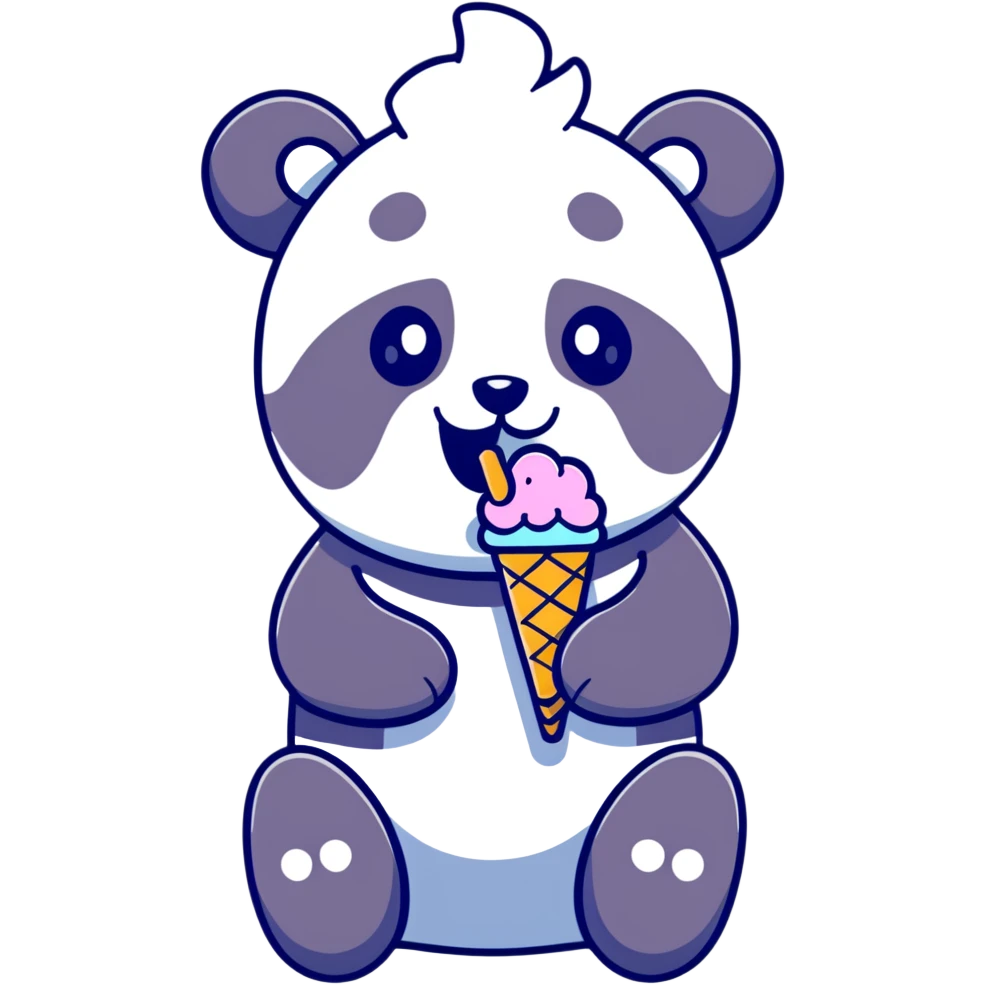 Panda eating ice cream emoji