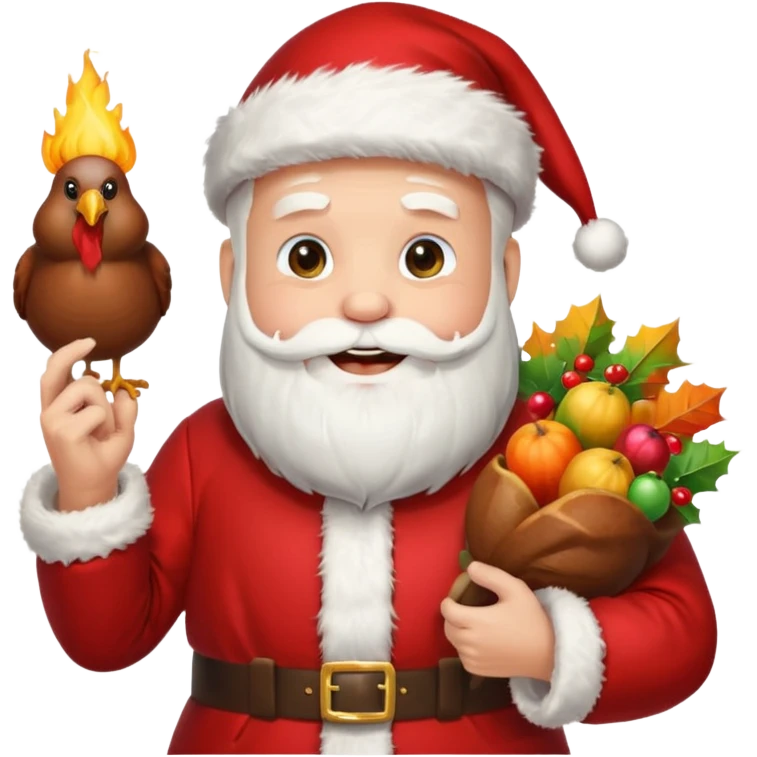 Santa holding tnt and a turkey emoji