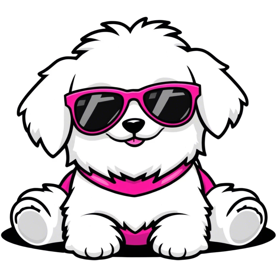 Maltese wearing hot pink bikini and sunglasses emoji