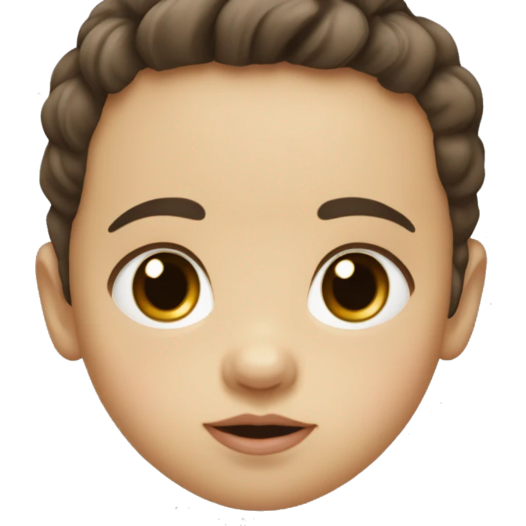 White little brown-eyed baby boy with dark hair and plump lips emoji