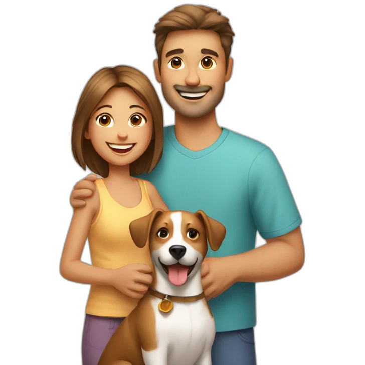 happy family with cat and dog emoji
