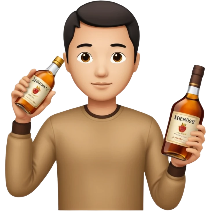 Asian man with hennessy emoji