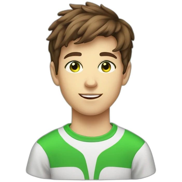 Brown hair teen-ager boy withe green eyes  emoji