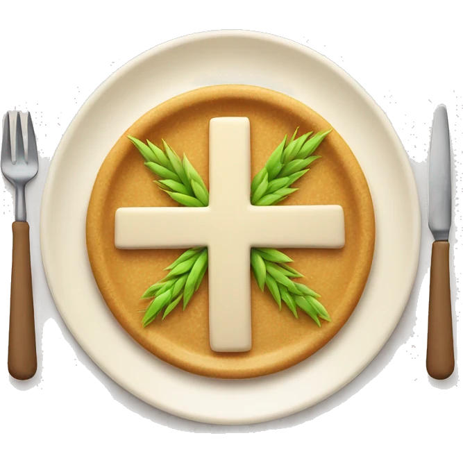 a wheat plate cooked with a cross in the middle emoji