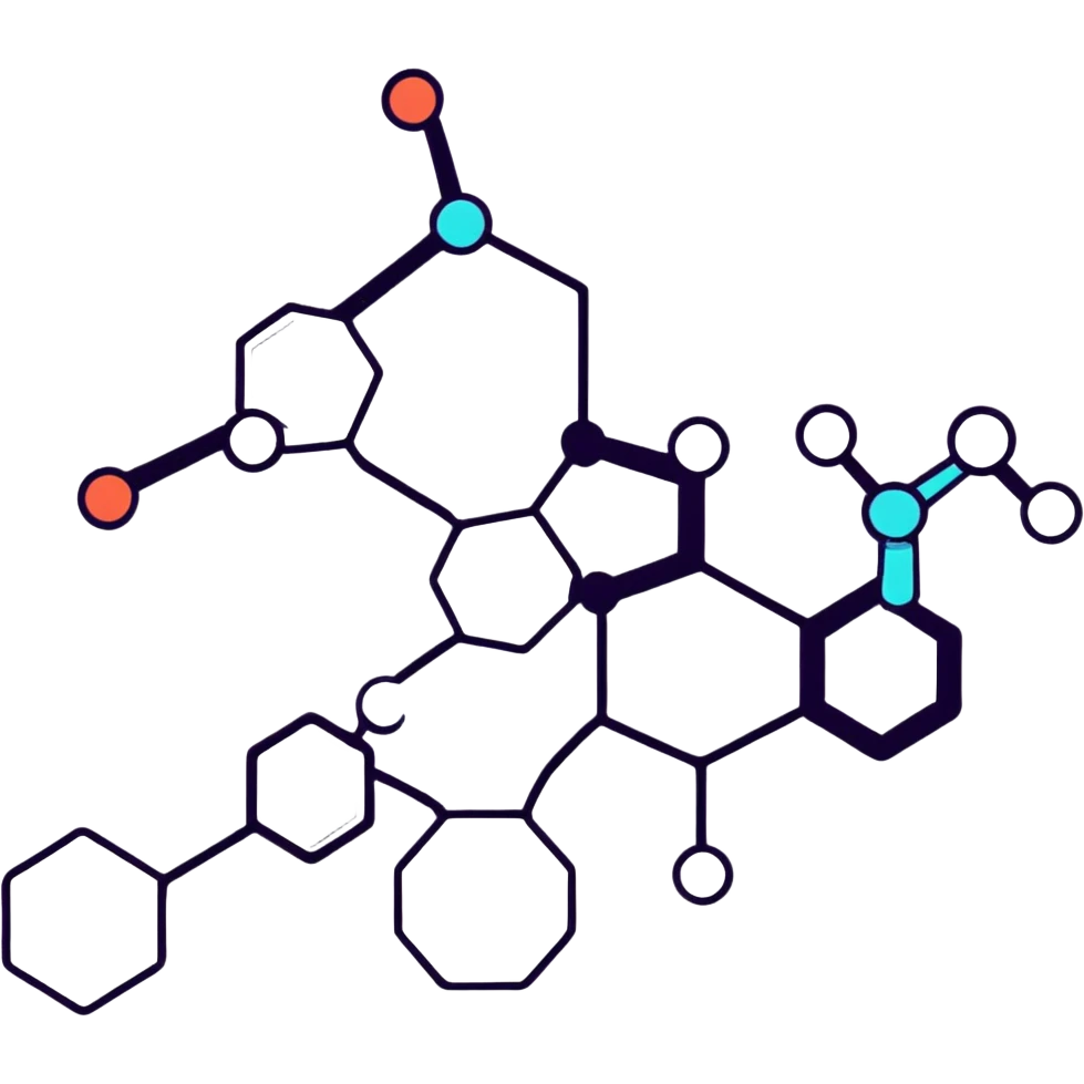 cute molecules and pathways representing metabolomics in sticker style emoji