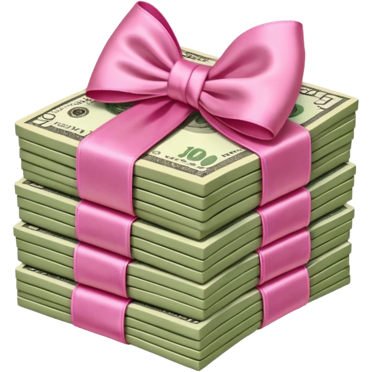 Stack of money with pink bow emoji