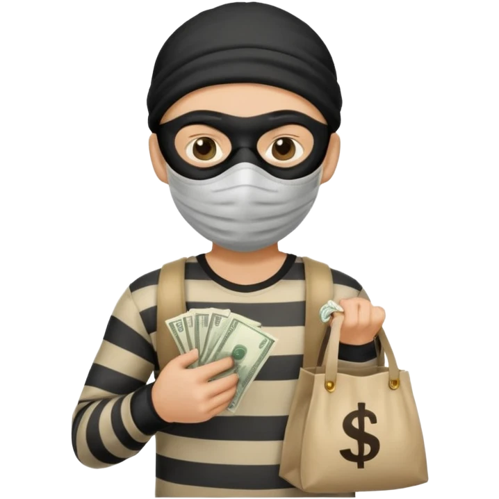 Thief with stripped shirt, face mask emoji