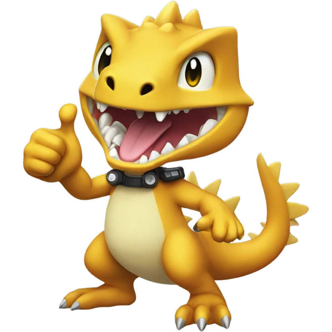 agumon from digimon giving a thumbs up emoji