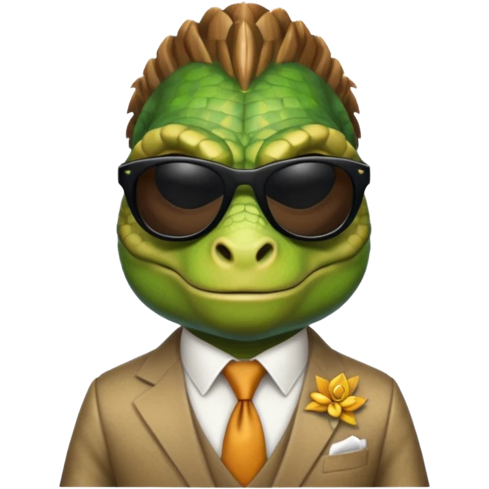 capitalist iguana banker godfather with black sunglasses emoji