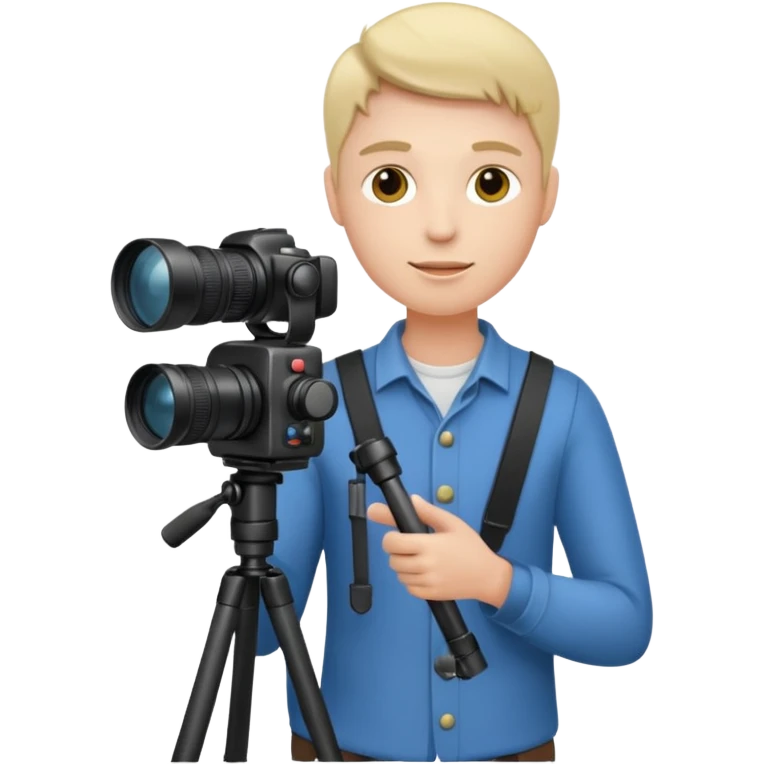 Photographer with tripod & remote, emoji
