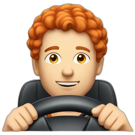 a adult with red hair driving a car emoji