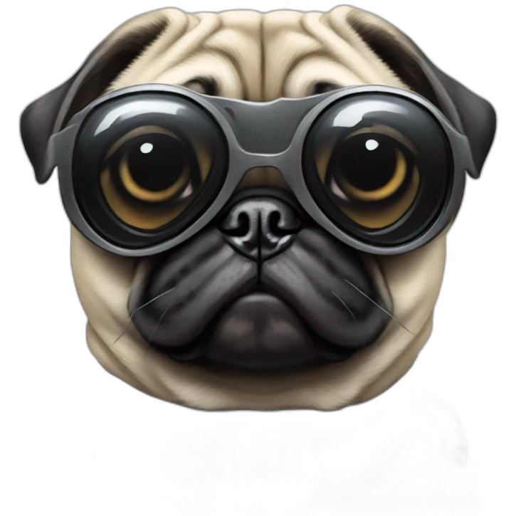 pug with black sunglasses and wearing a cyberpunk suit emoji