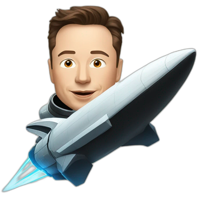 Elon musk riding a space ship emoji