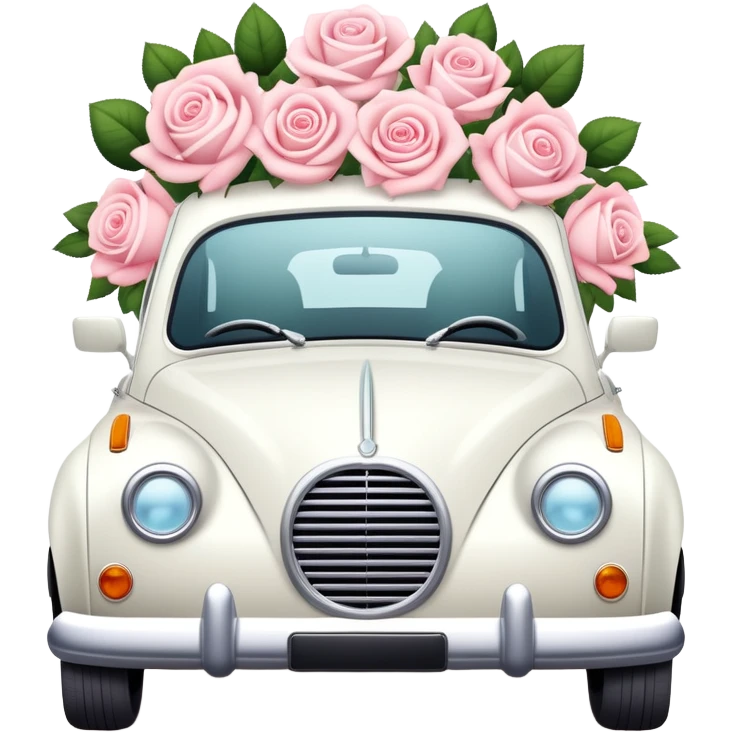White Wedding car with beautiful pastel roses emoji