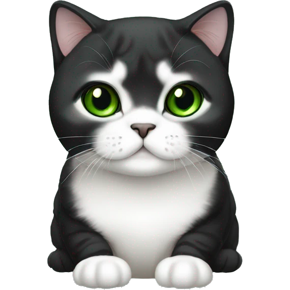 black and white scottish fold cat with green eyes  emoji