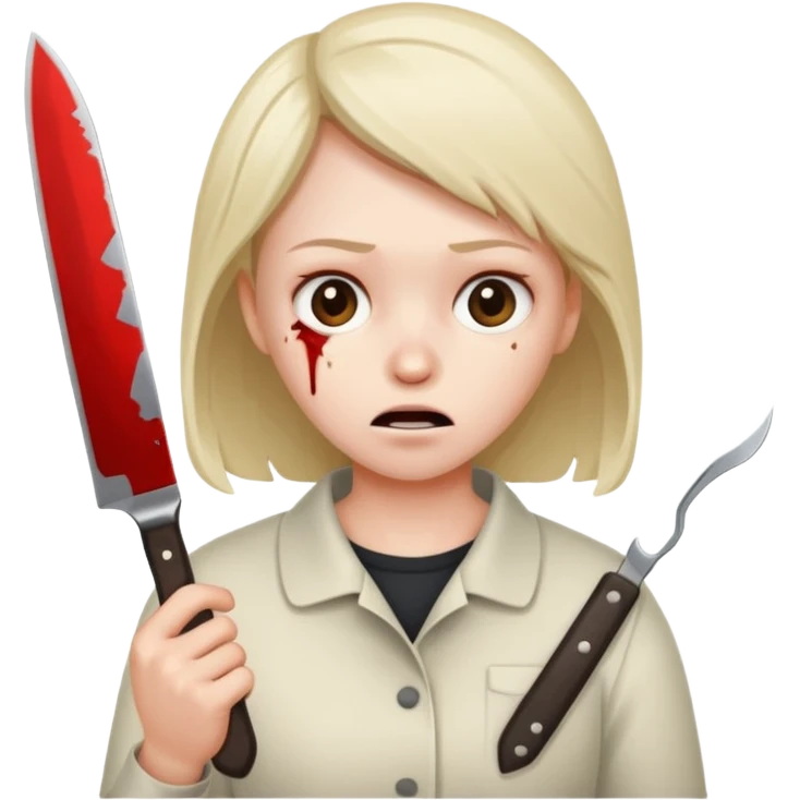 Insane scared injured person with a knife emoji