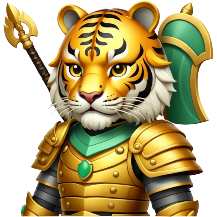 Ancient Chinese tiger warrior with traditional armor emoji