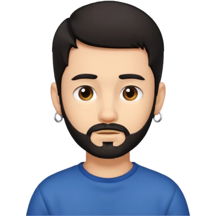 Dark-haired boy, short hair, with some beard and an earring in his ear emoji