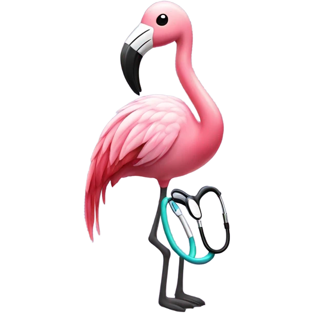 Flamingo with stethoscope emoji