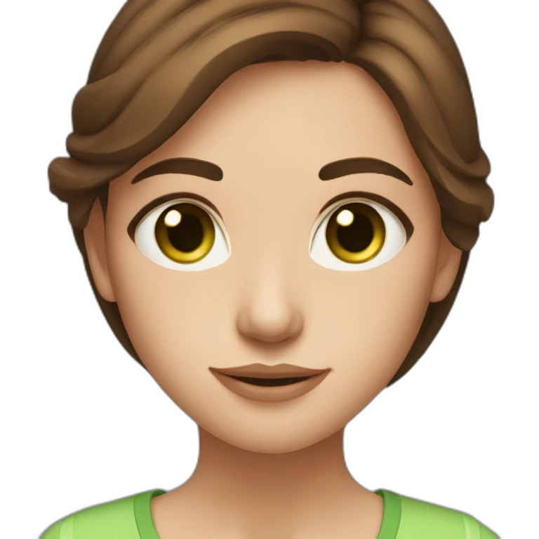 straight brown hair girl with green eyes and freckles from head to chest emoji
