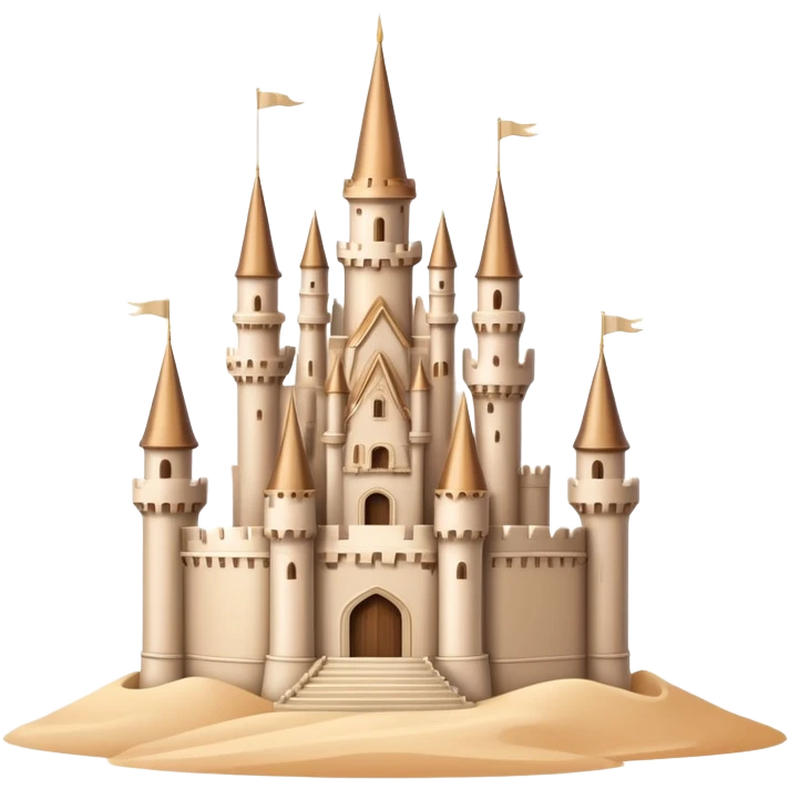 Elegant beige fantasy castle with sand-colored walls and pointed towers emoji