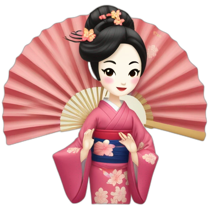 Geisha kimino folding fan dance emoji