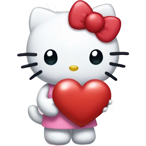 Hello kitty holding a heart  emoji