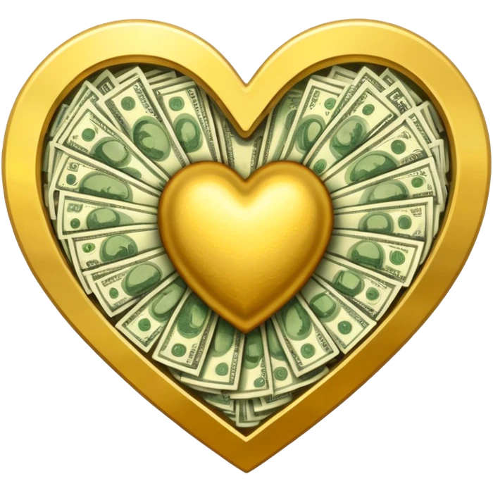 An heart composed of money. emoji