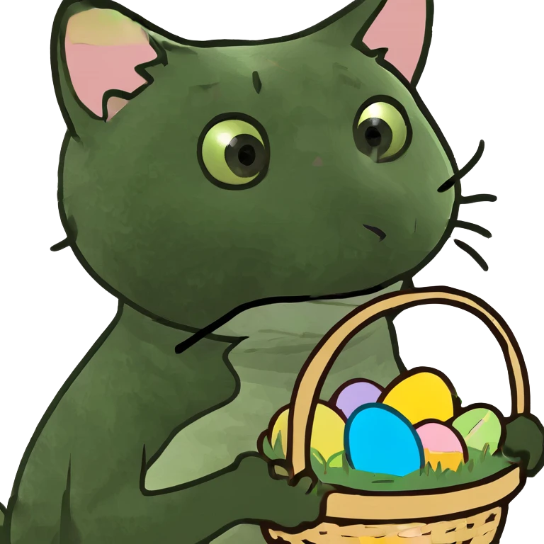Cute kitty with Easter basket emoji