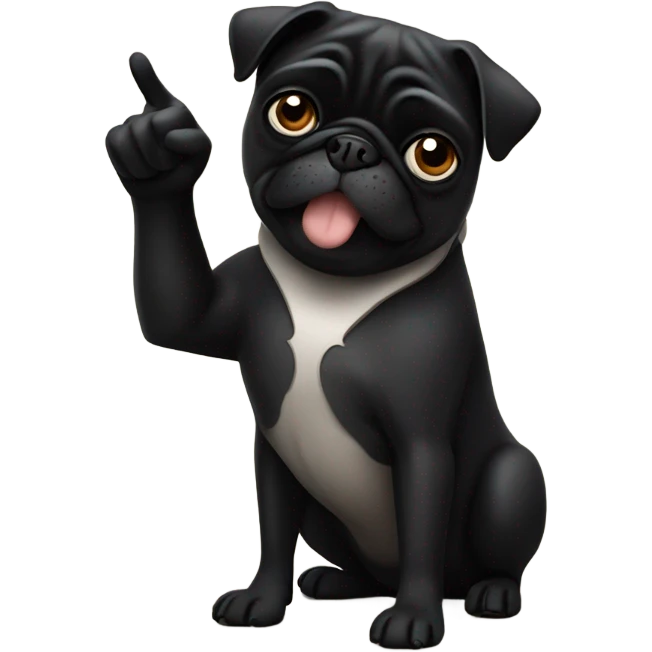 Black pug giving the thumbs down sign emoji