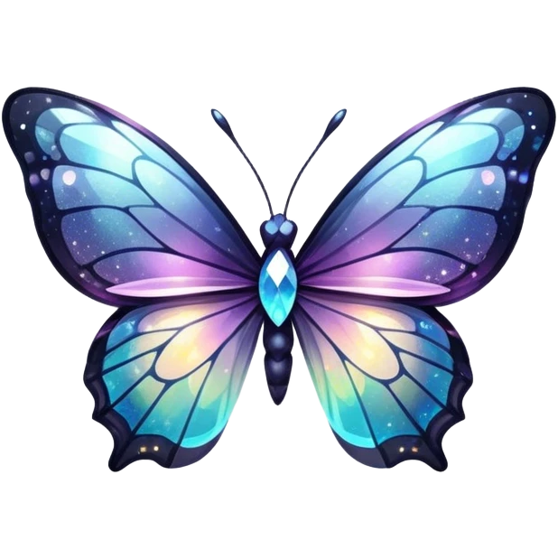Dark Nebula Sparkly glossy glittery Pastel iridescent transparent bio-luminescent glass crystal butterfly emoji