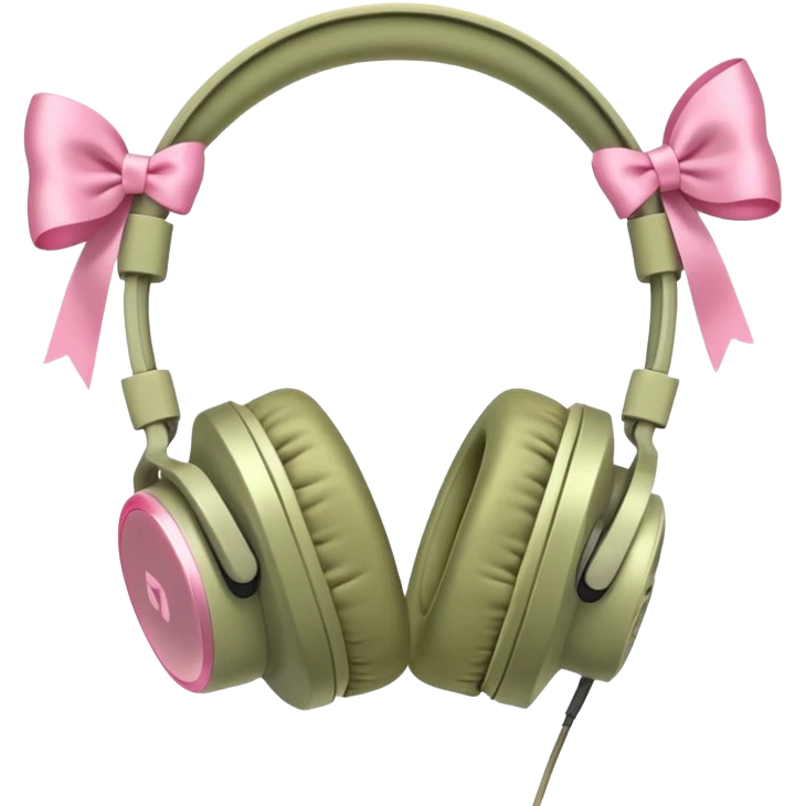 Pale olive headphones with bows emoji