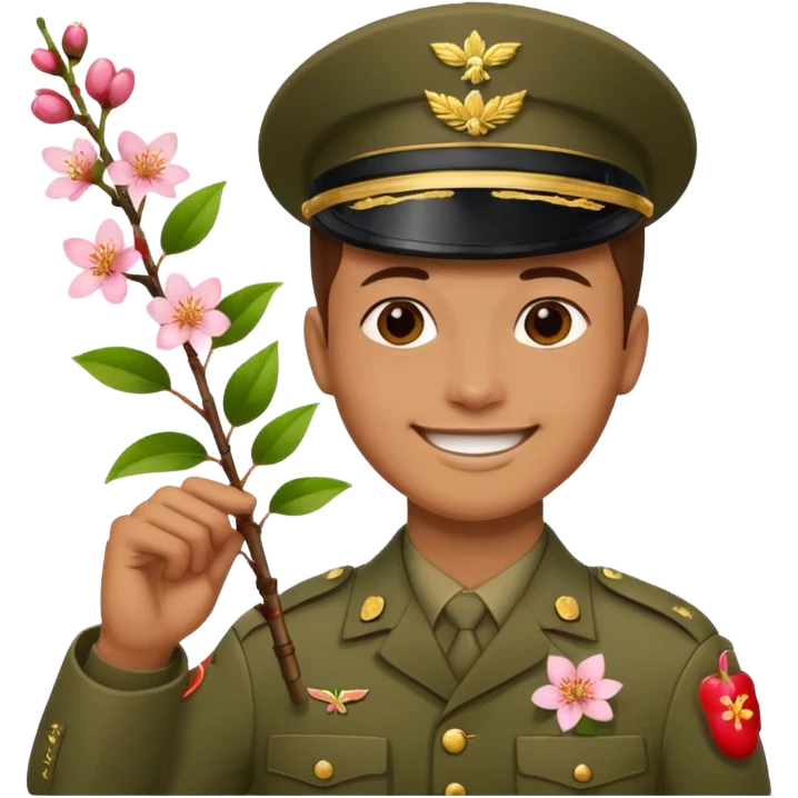 soldier with cherry blossom emoji
