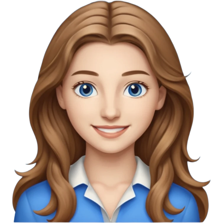 Nathalia Ramos with light brown long hair, blue eyes emoji