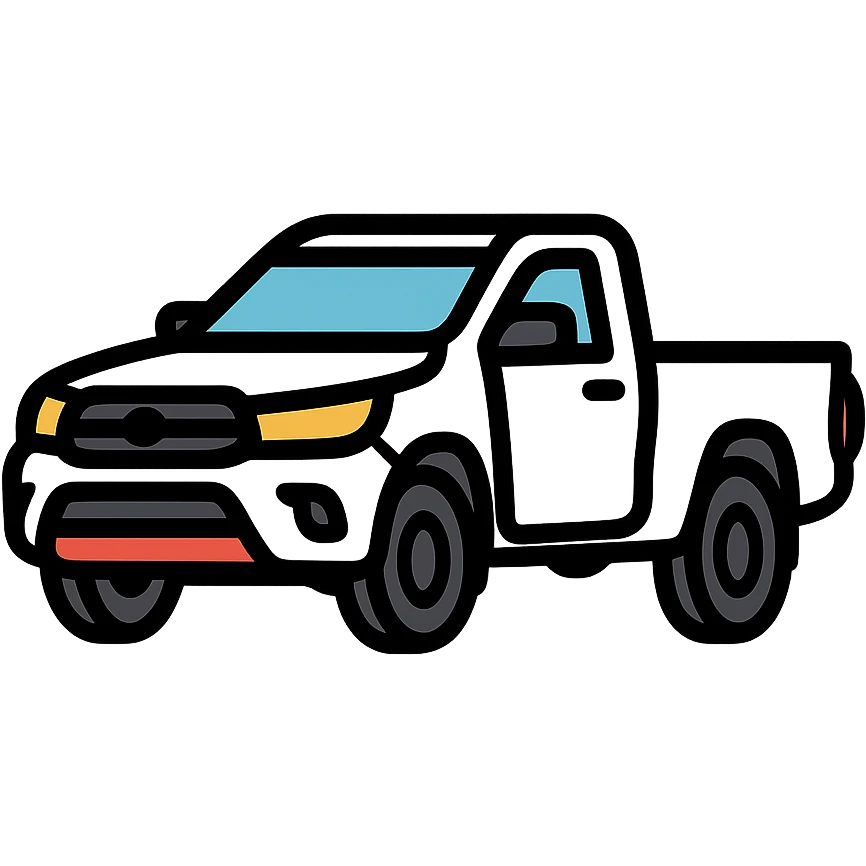 white Toyota Hilux style pickup truck, simple icon emoji