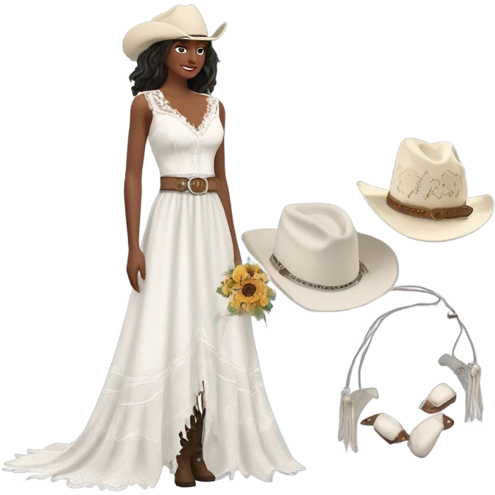 Cowgirl wedding dress emoji