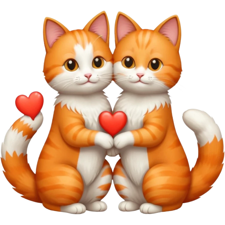 Two cats with their tails making a heart  emoji