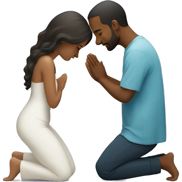 Woman praying on knees in front of man emoji