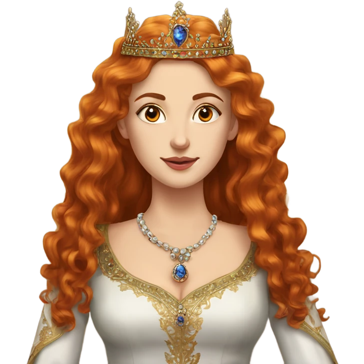 Hurrem Sultan 1 face orange wavy hair long hair and crown  emoji