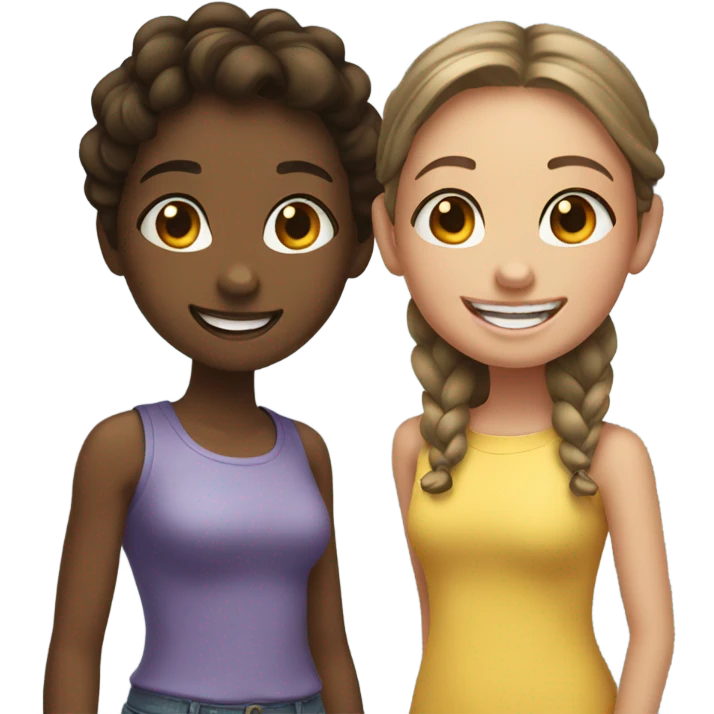 Two girls with BIG smiles  emoji