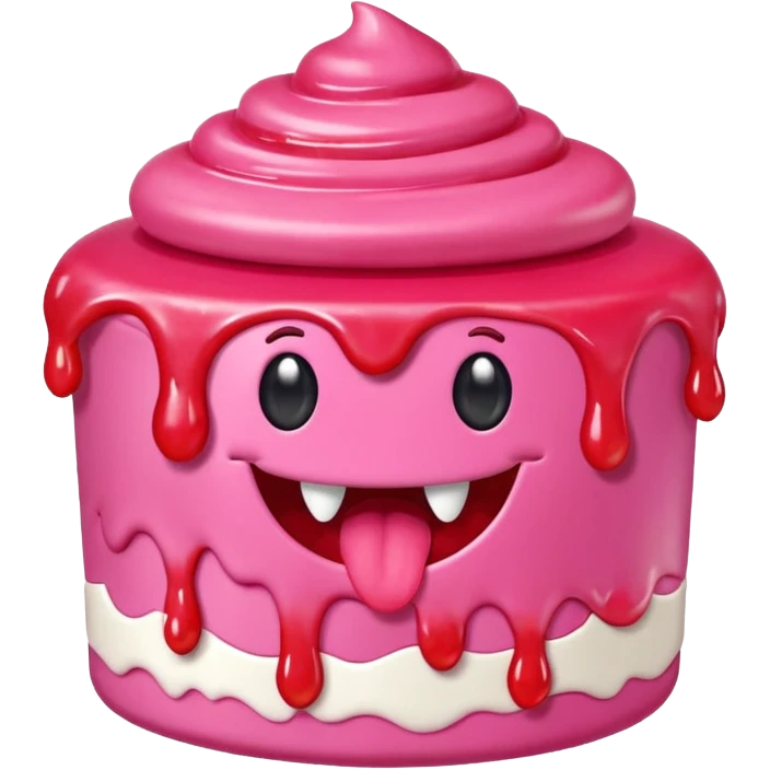  pink runny gooey strawberry jam kawaii cake monster emoji