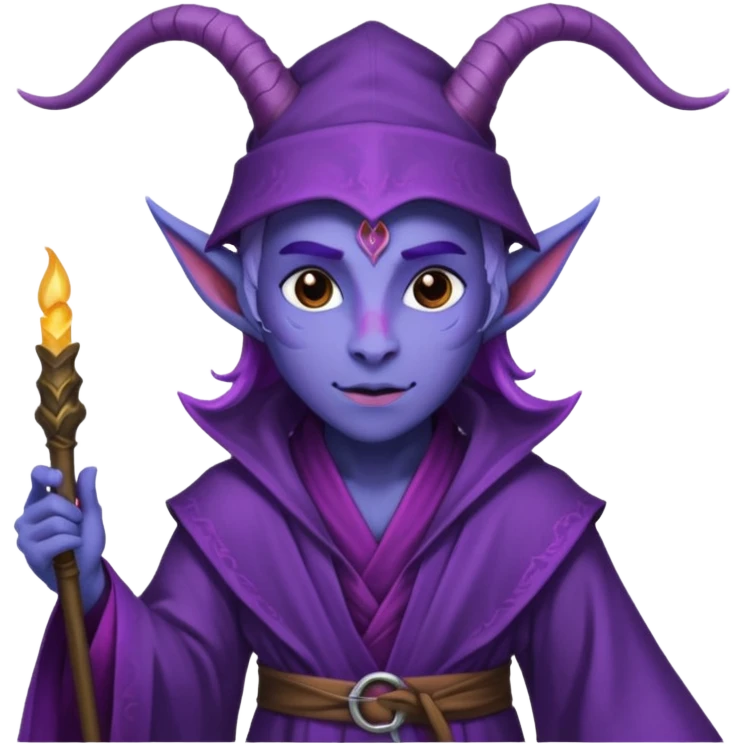 wizard thiefling with purple skin emoji