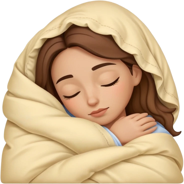 spanish female sleeping in a comforter emoji