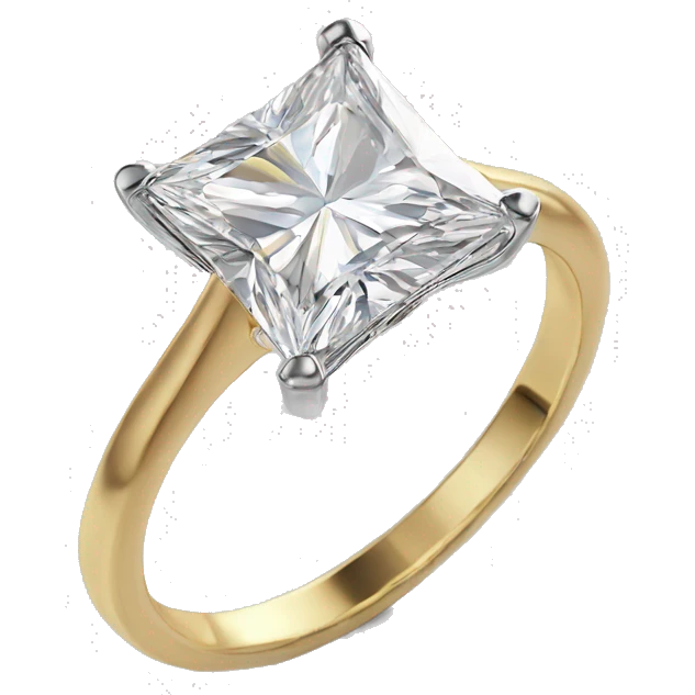 2 ct Princess cut engagement ring solid gold band emoji